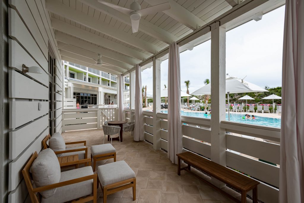 porch overlooking the pool