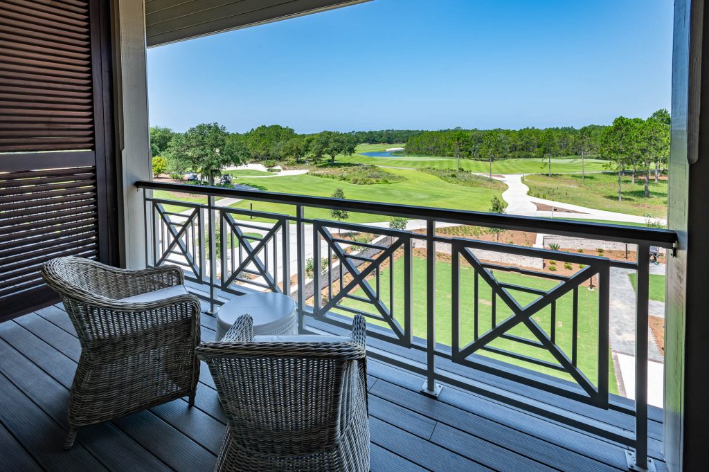 spacious balcony overlooking the golf course