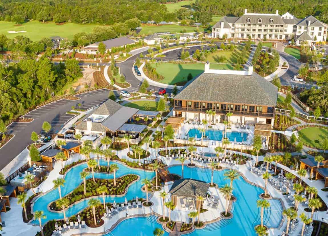 Camp Creek Inn from the air.