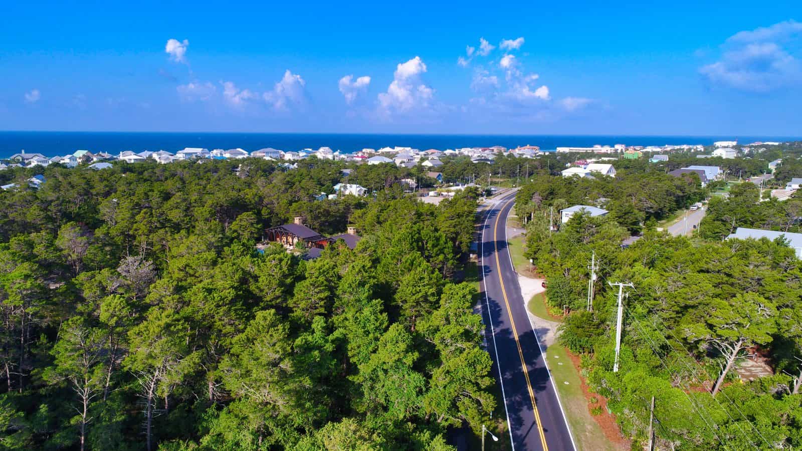 Highway 30A along the Gulf.