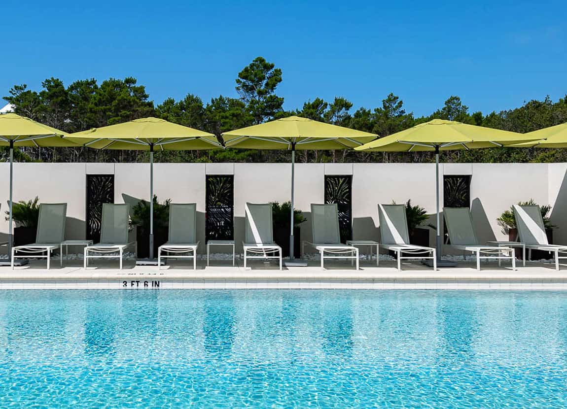 The pool deck at the Lodge 30A.