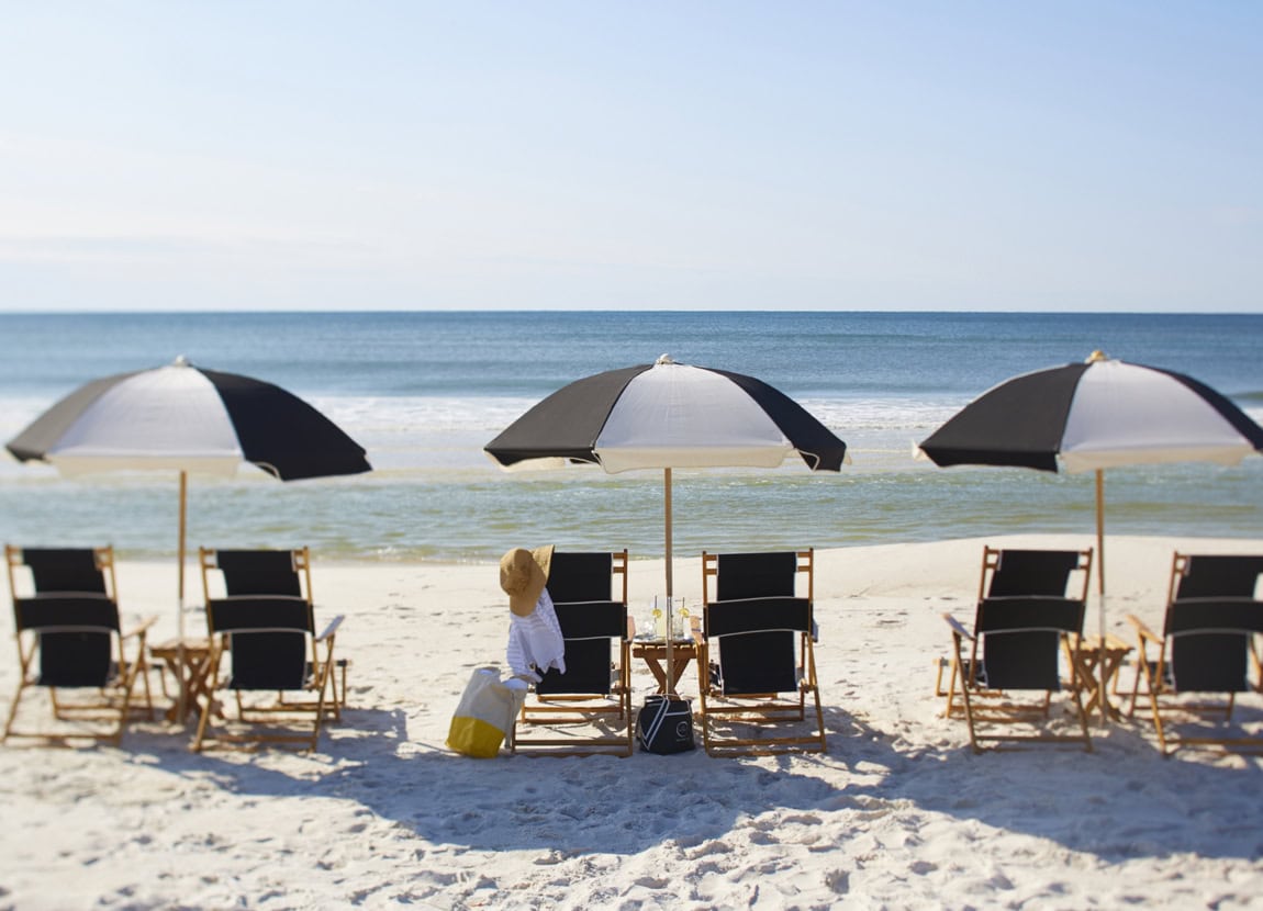 Umbrella setup on the beach.
