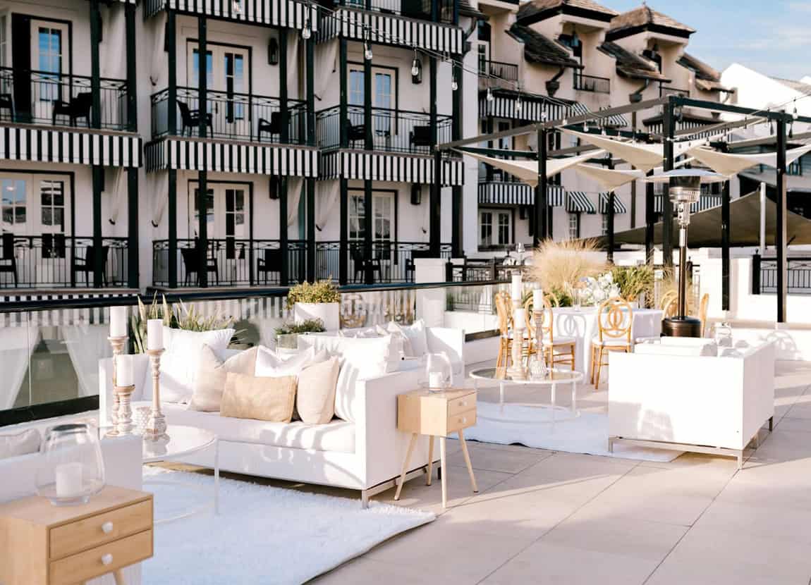 The Pearl Hotel set up for a wedding.