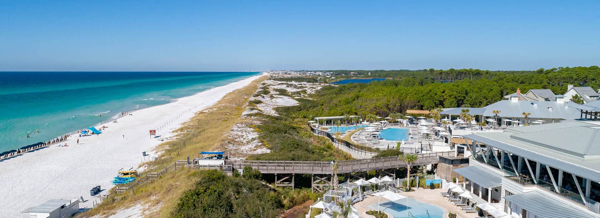 Aerial view of the beach at Watercolor Inn.