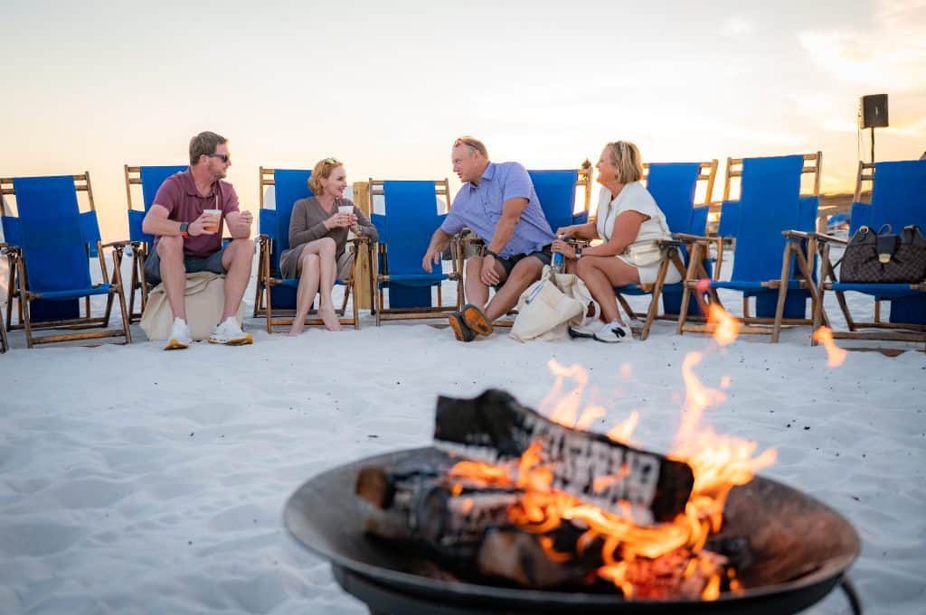 Enjoying a beach bonfire at Watersound Beach Club
